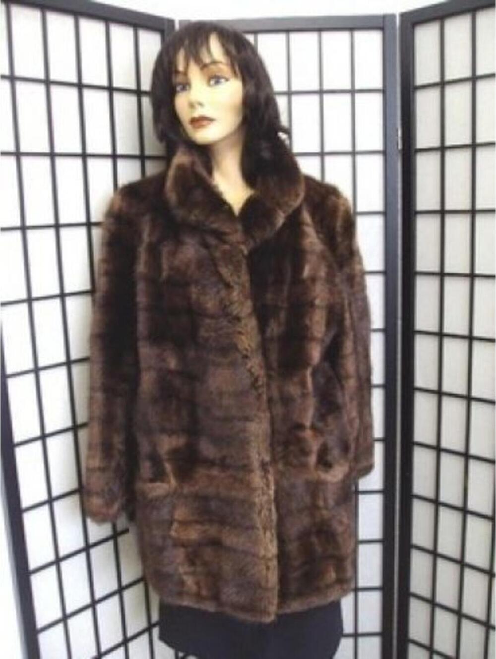 USED SCRAP MUSKRAT FUR JACKET WOMEN SIZE N/A